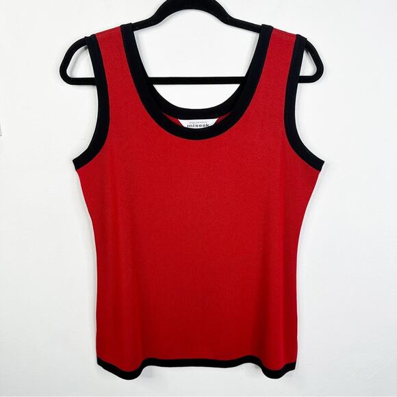 Misook Red Black Trim Sleeveless Layering Tank Top - Picture 1 of 6